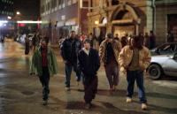 The Three and One Third Crew - (left to right) DJ Iz (De'Angelo Wilson), Sol (Omar Benson Miller), Jimmy (Eminem), Chedder Bob (Evan Jones) and Future (Mekhi Phifer) on the streets of Detroit